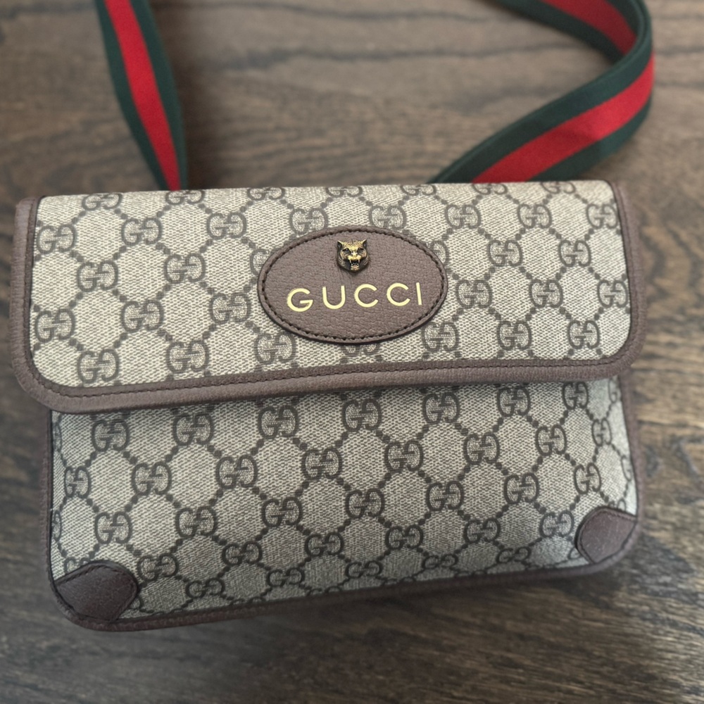 Gucci Beige and Brown Monogram Shoulder Bag